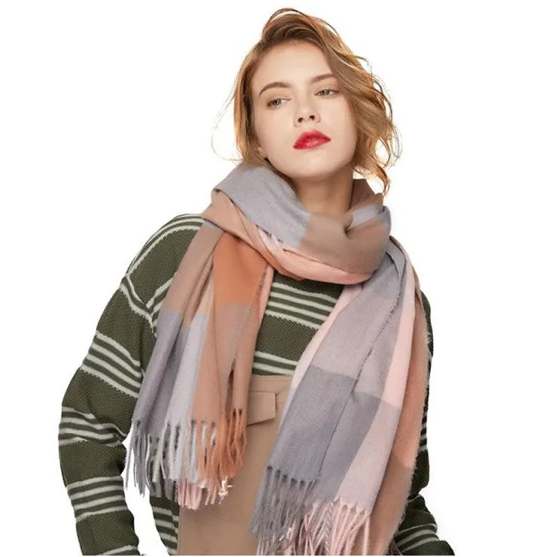 65Cm X 180Cm Plaid Soft Winter Scarf F6392C-6