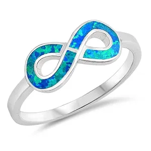 925 Silver Infinity Ring With White Opal Inlay