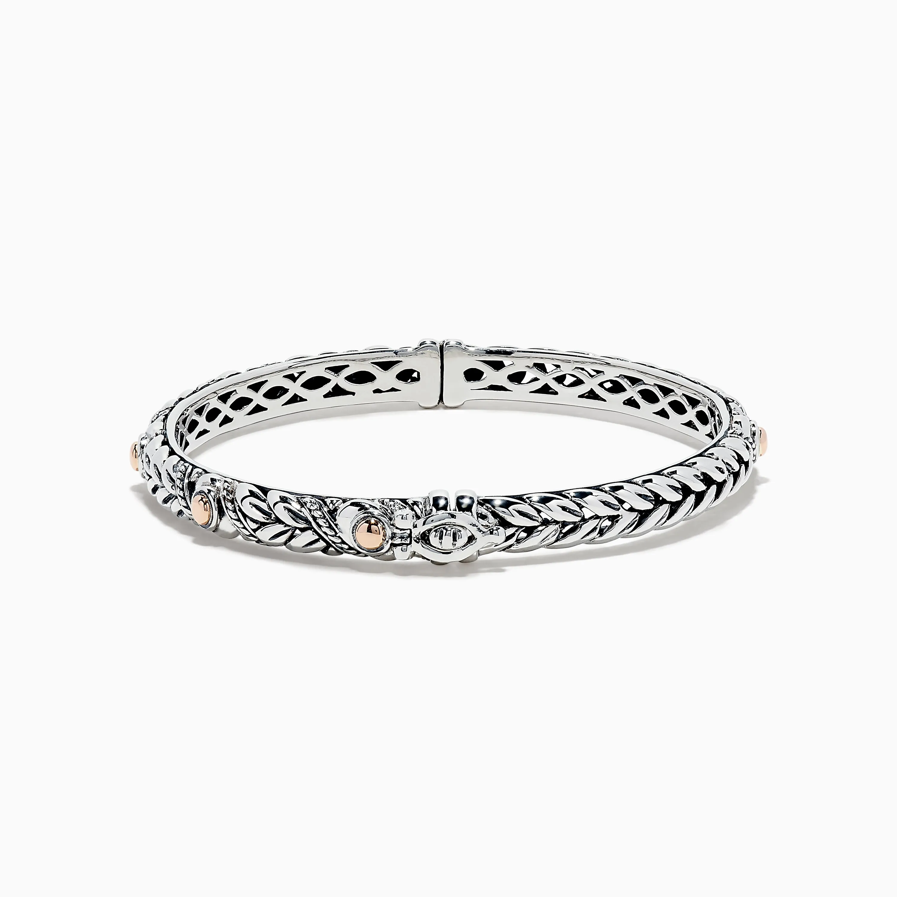 925 Sterling Silver and 18K Rose Gold Bangle