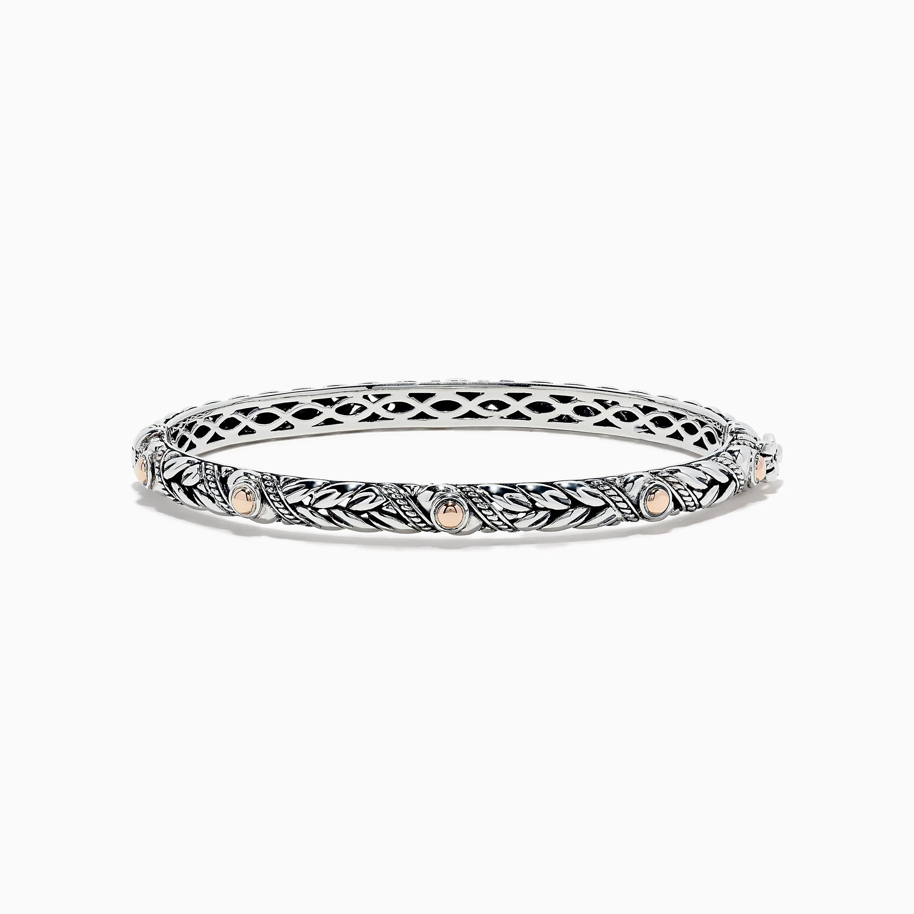 925 Sterling Silver and 18K Rose Gold Bangle