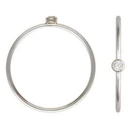 925 Sterling Silver Stacking Ring - Clear CZ Stone