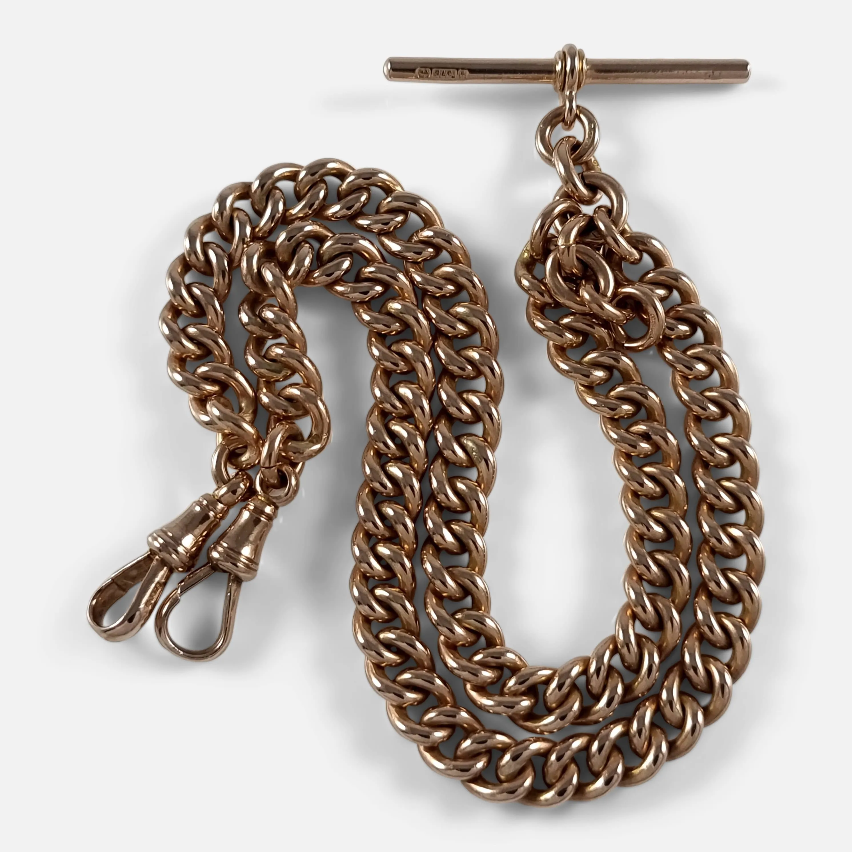 9ct Yellow Gold Double Albert Watch Chain, 61.1g