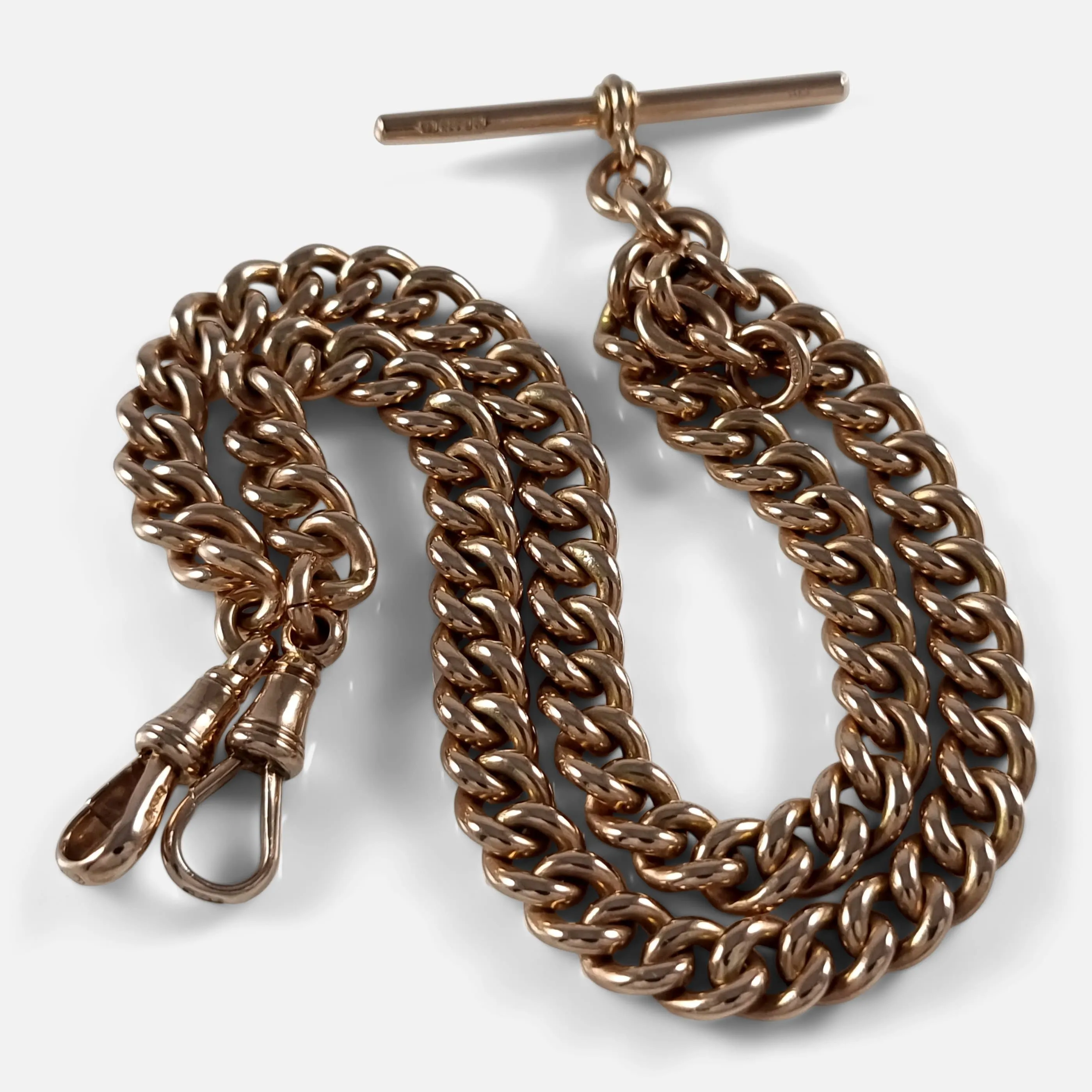 9ct Yellow Gold Double Albert Watch Chain, 61.1g