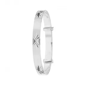 Acotis Silver Babies Round Dia Cut Expandable Bangle G4379