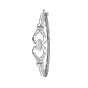 Acotis Silver Zirconia Stones Babies Bow Knot Bangle G4419