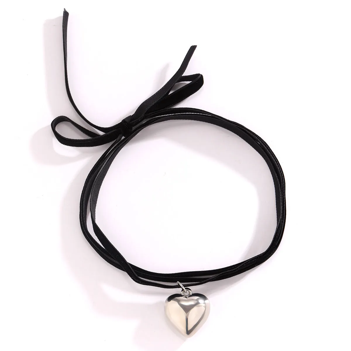 Adjustable Velvet Choker Collar with Love Pendant Necklace for Women by Planderful Collection
