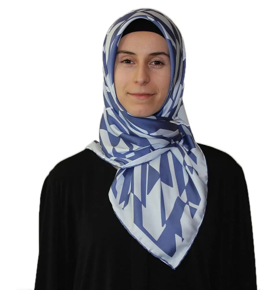 Aker Satin Square Hijab Scarf 6749 924 Blue