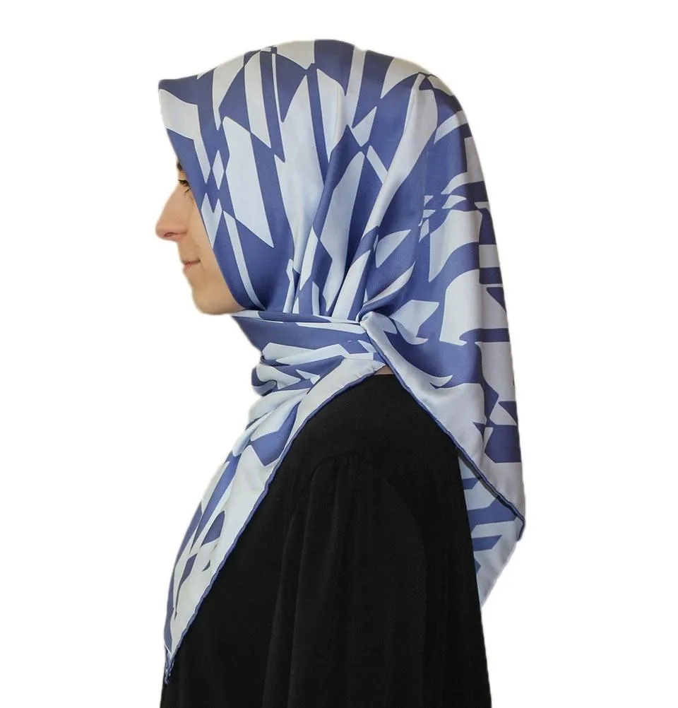 Aker Satin Square Hijab Scarf 6749 924 Blue