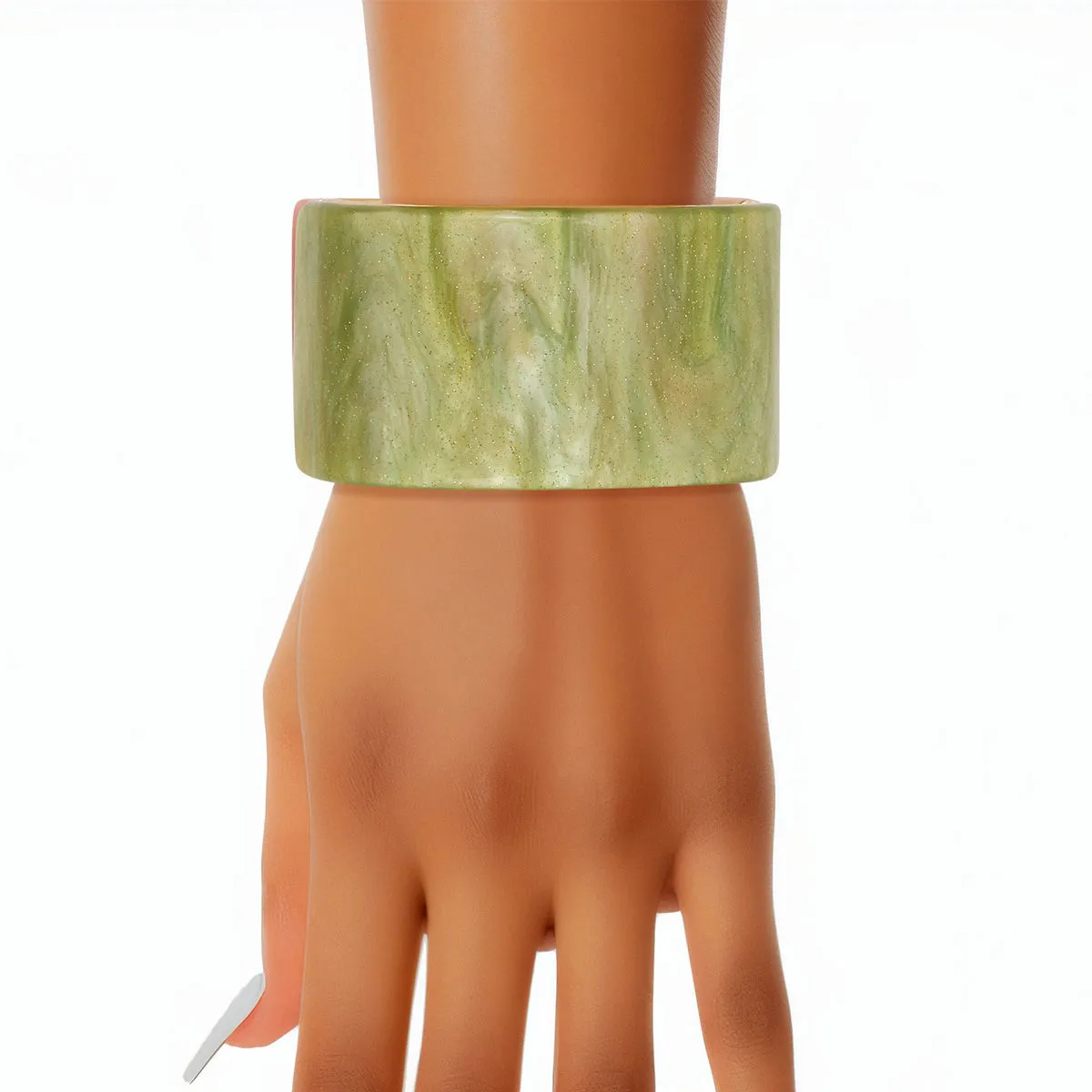 Alpha Kappa Alpha Inspired Bracelet AKA Marbled Pink Green Wide Cuff Women