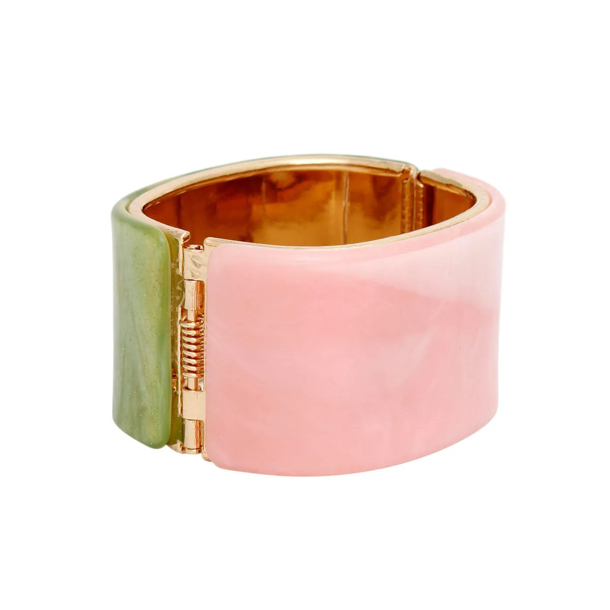 Alpha Kappa Alpha Inspired Bracelet AKA Marbled Pink Green Wide Cuff Women