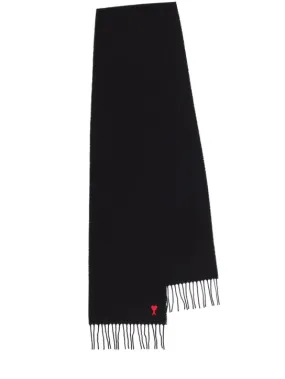 AMI Paris   Classic ADC fringed wool scarf 