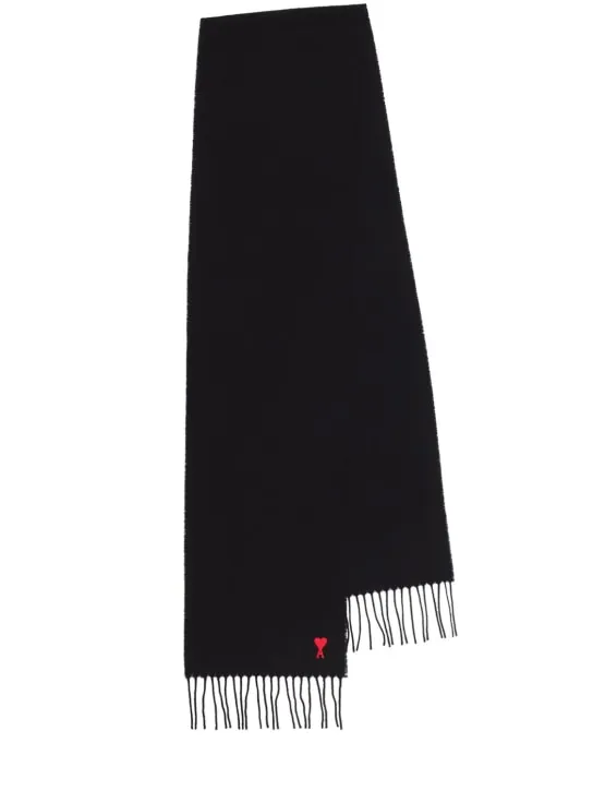 AMI Paris   Classic ADC fringed wool scarf 