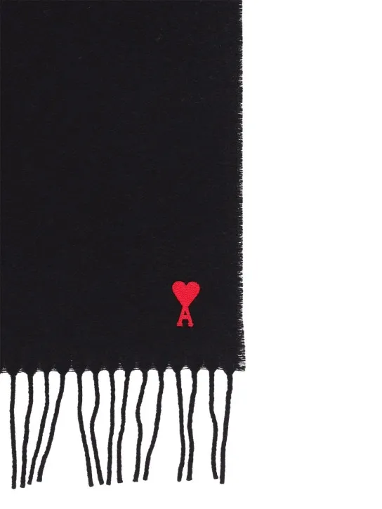 AMI Paris   Classic ADC fringed wool scarf 