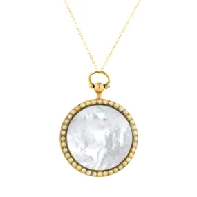 Antique Tigers Eye & Mother of Pearl Locket