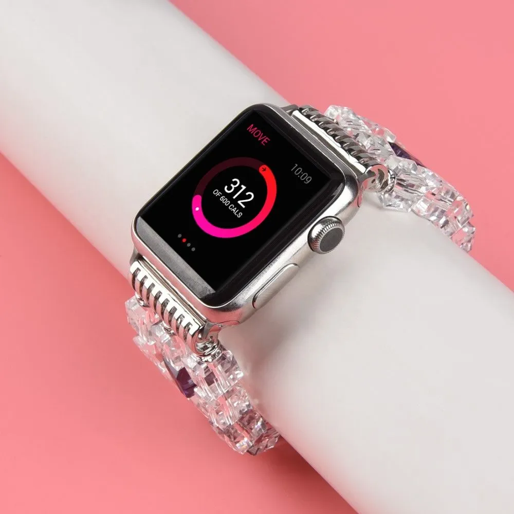 Apple Watch (45mm) faux fashion crystal block watch strap - Transparent
