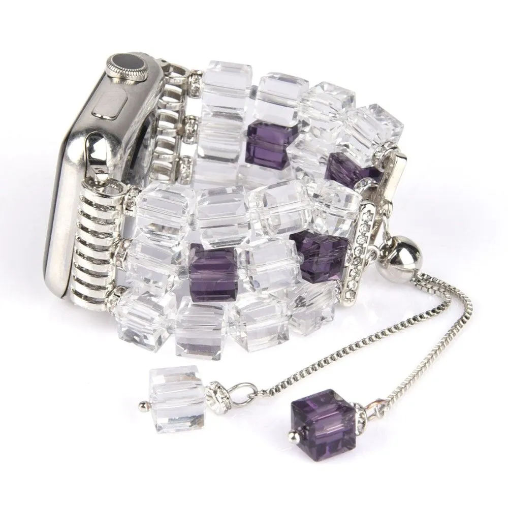 Apple Watch (45mm) faux fashion crystal block watch strap - Transparent