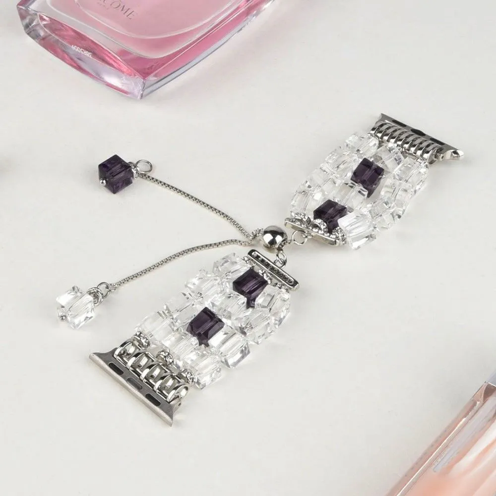 Apple Watch (45mm) faux fashion crystal block watch strap - Transparent