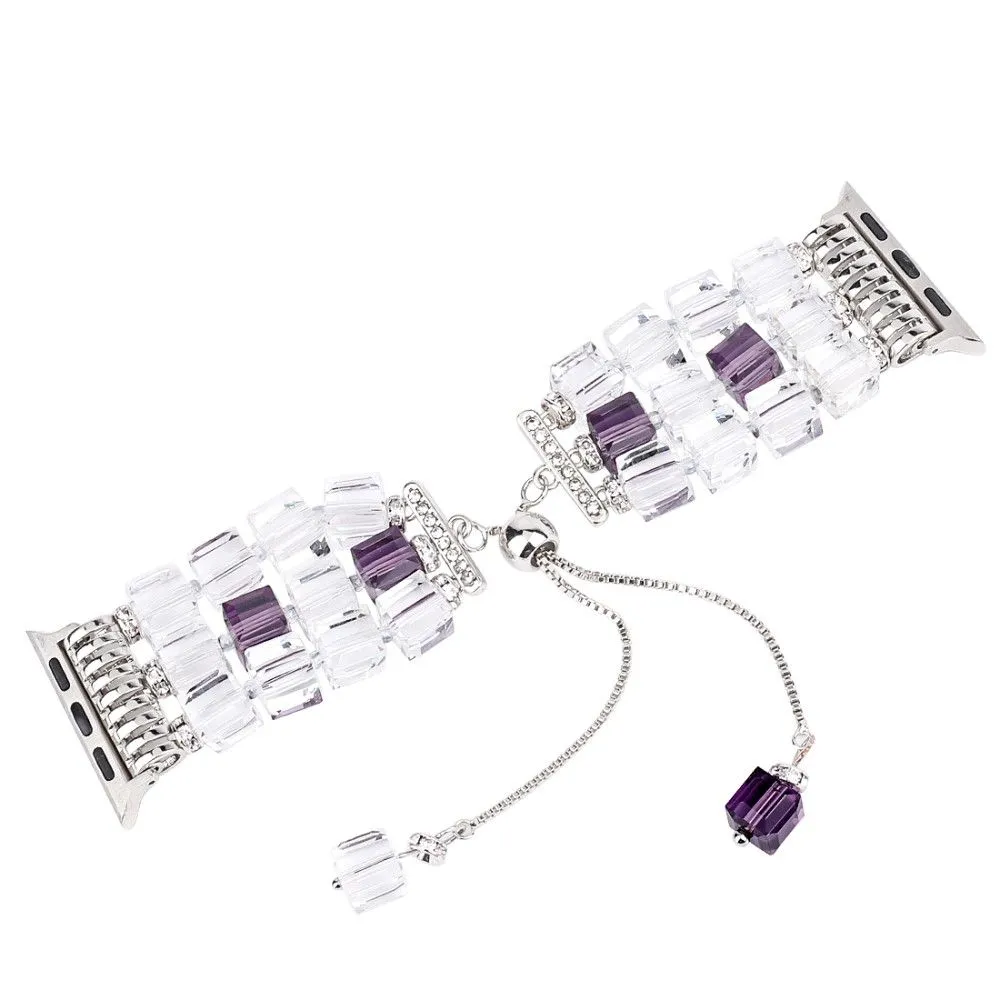 Apple Watch (45mm) faux fashion crystal block watch strap - Transparent