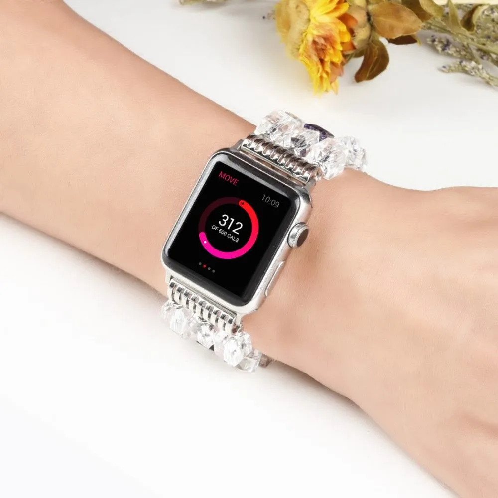 Apple Watch (45mm) faux fashion crystal block watch strap - Transparent