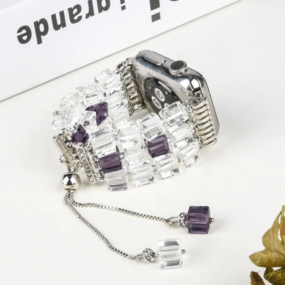 Apple Watch (45mm) faux fashion crystal block watch strap - Transparent