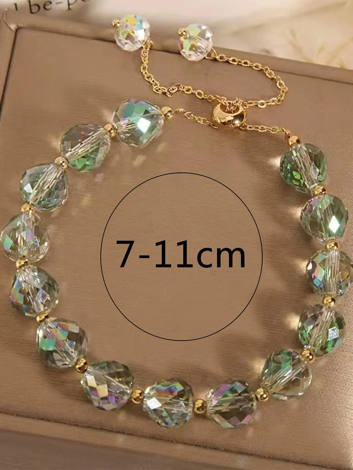 Artificial Crystal Decor Green Beaded Bracelet Women Bracelet Stackable Bracelet