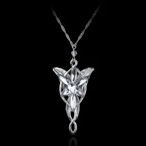 Arwen Evenstar Necklace The Elves Princess Fashion Crystal Silver Color Cubic Zirconia Stone Pendant For Women