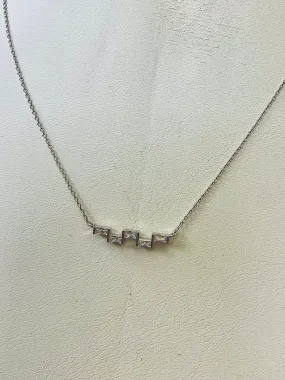 Audrey Baguette Pendant Necklace White Gold
