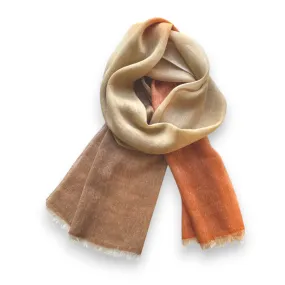BAJRA - HAND DYED LINEN BLEND SCARF IN BURNT ORANGE OMBRE
