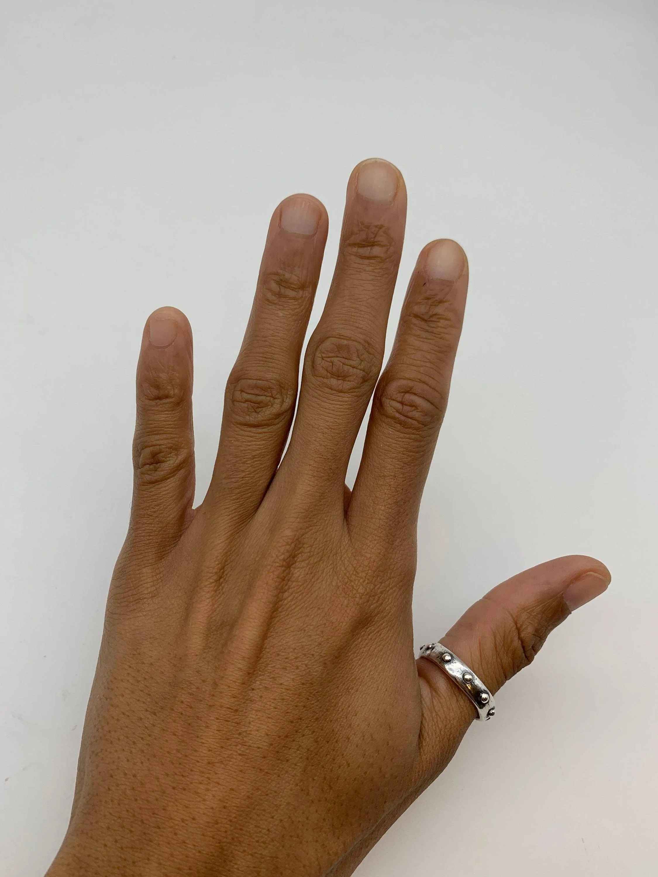 Beaded Silver Band - Dotted Ring - Beaded Wide Band