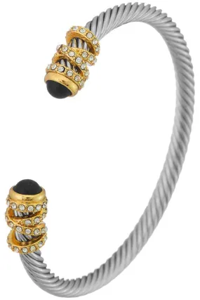 Black Pave Rhinestone Cable Cuff Bracelet
