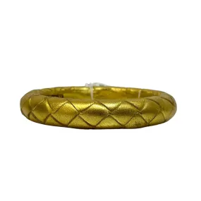 Bottega Veneta Pouch Bangle Gold Leather Intrecciato L19Cm