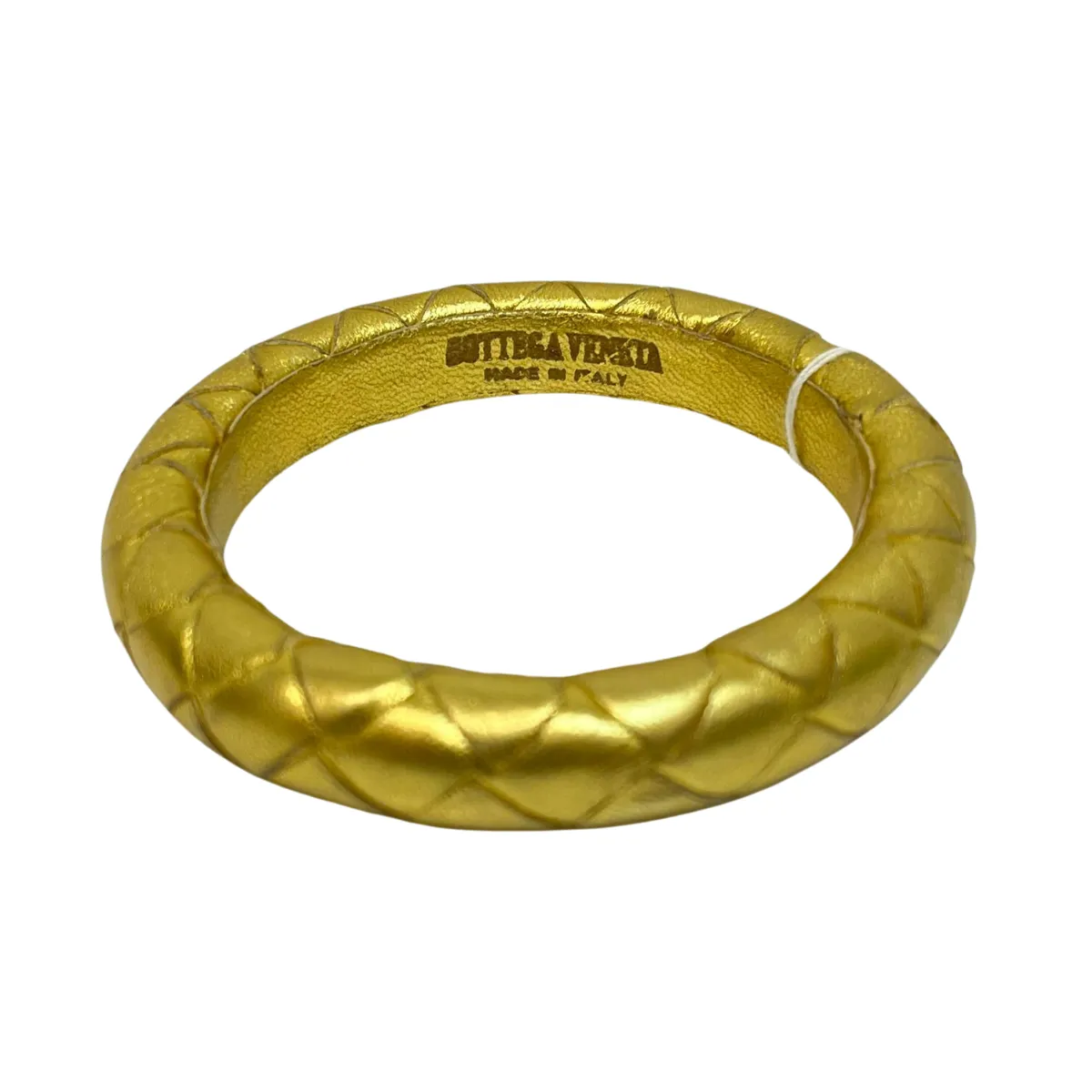 Bottega Veneta Pouch Bangle Gold Leather Intrecciato L19Cm