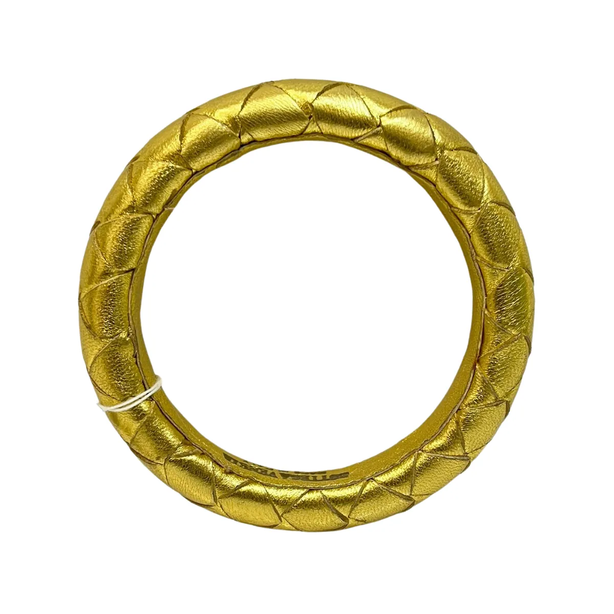 Bottega Veneta Pouch Bangle Gold Leather Intrecciato L19Cm