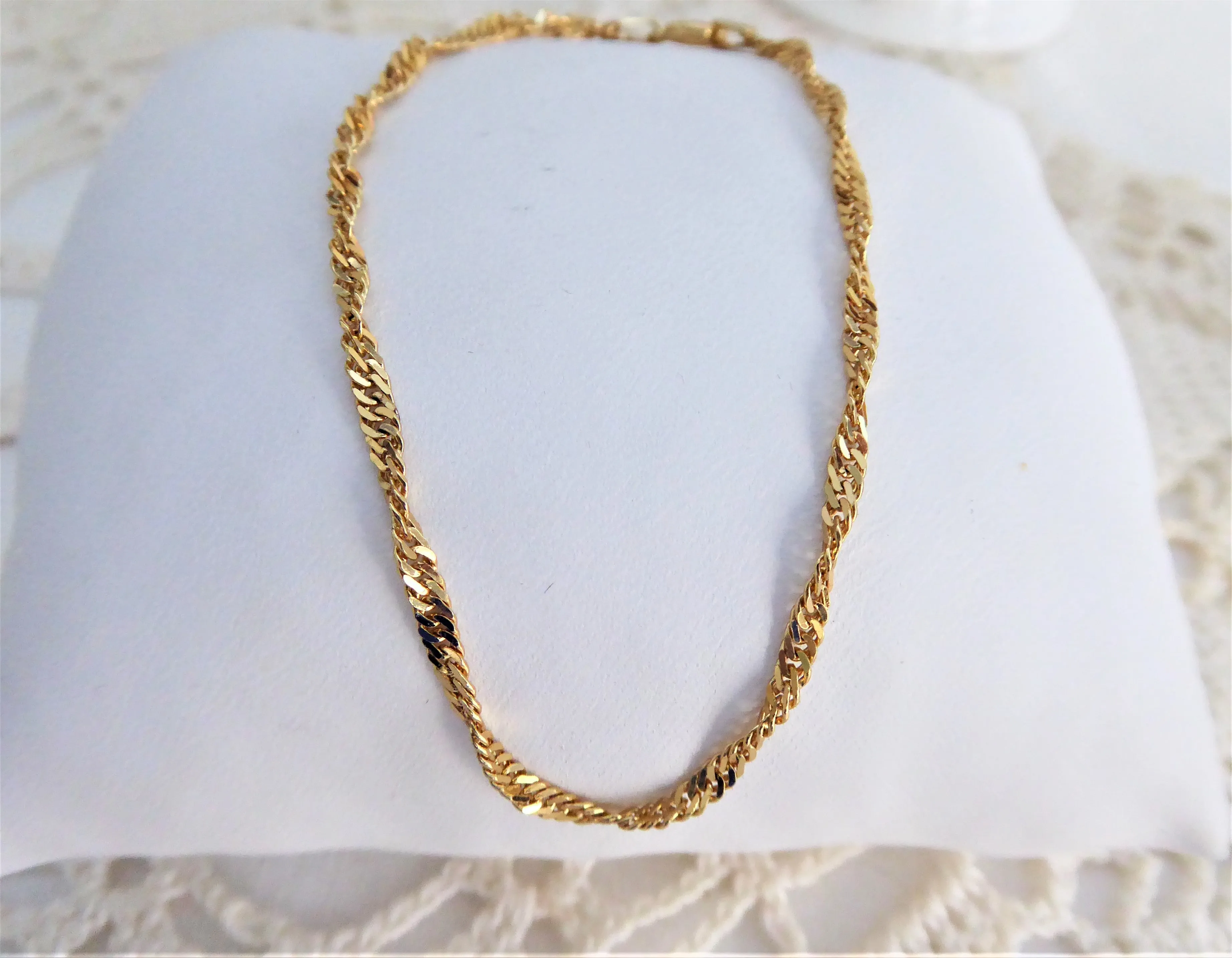Bracelet Sterling Silver With 14kt Gold Vermeil Braided Chain 1980s Italy