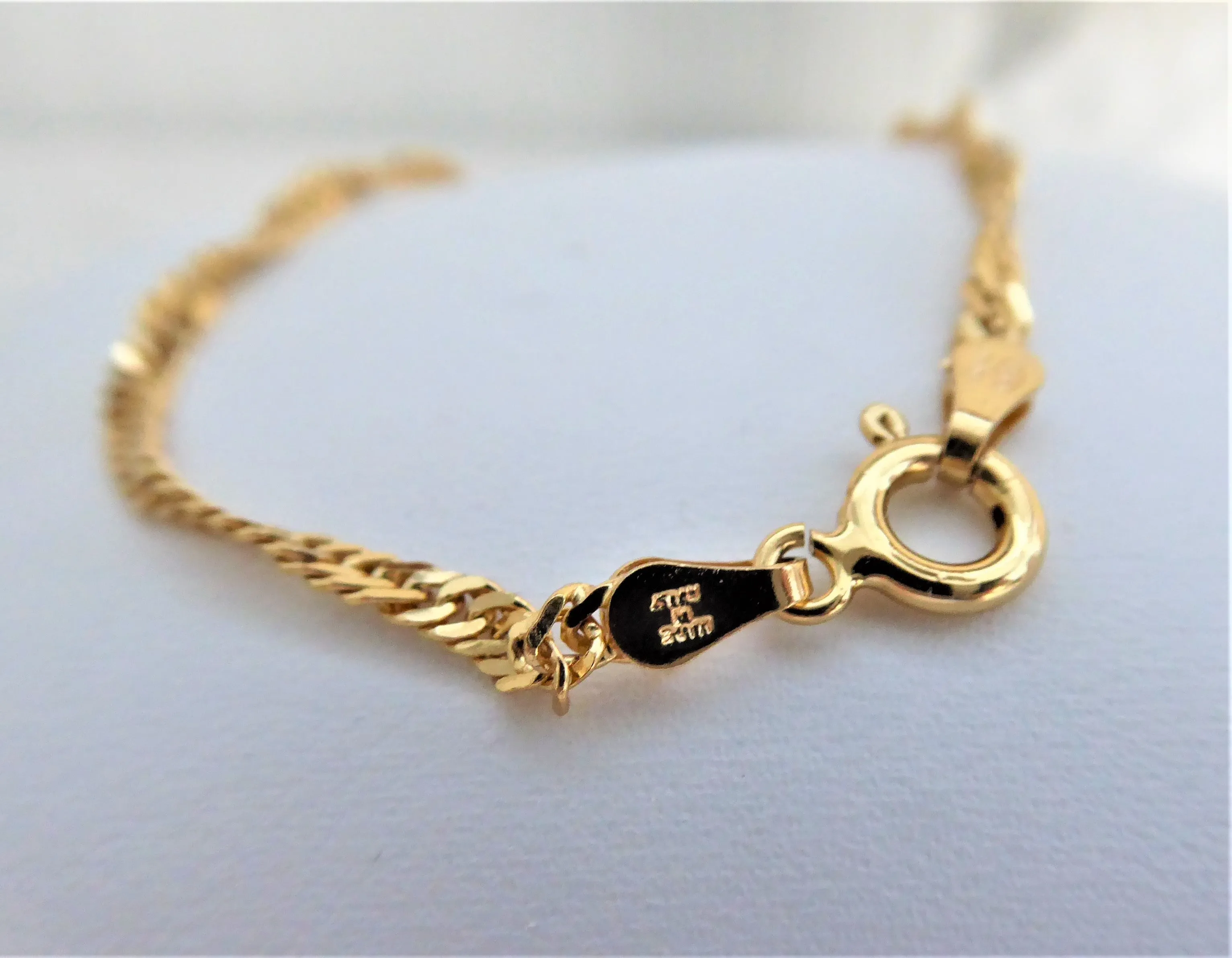 Bracelet Sterling Silver With 14kt Gold Vermeil Braided Chain 1980s Italy