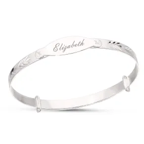 Children's Personalised Leaf Diamond Cut Bracelet for Kids (5  Years)