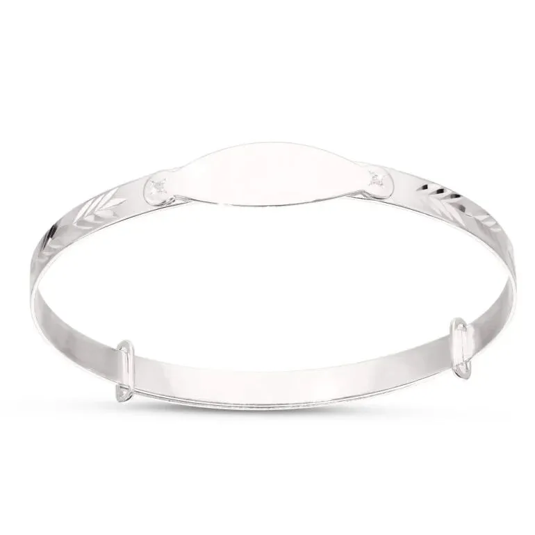 Children's Personalised Leaf Diamond Cut Bracelet for Kids (5  Years)