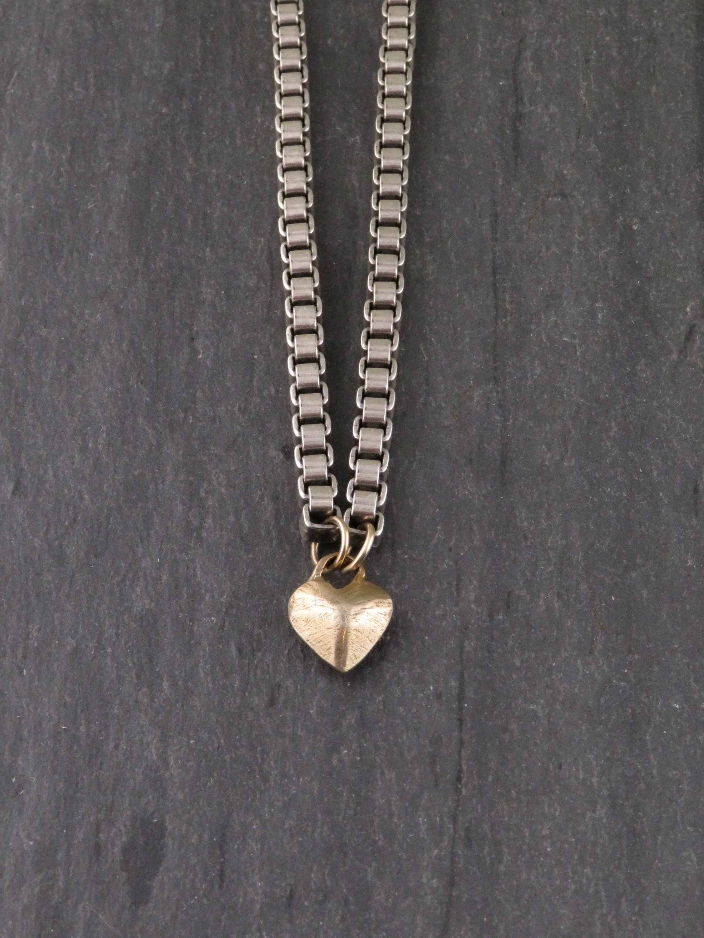 Chunky Box Chain Gold Heart Necklace