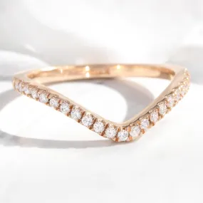 Contour Diamond Wedding Ring in U Shaped Curved Pave Band