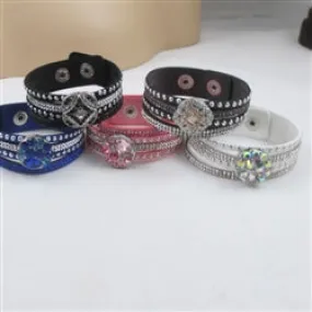 Crystal Multi-strand Leather Cuff Bracelet