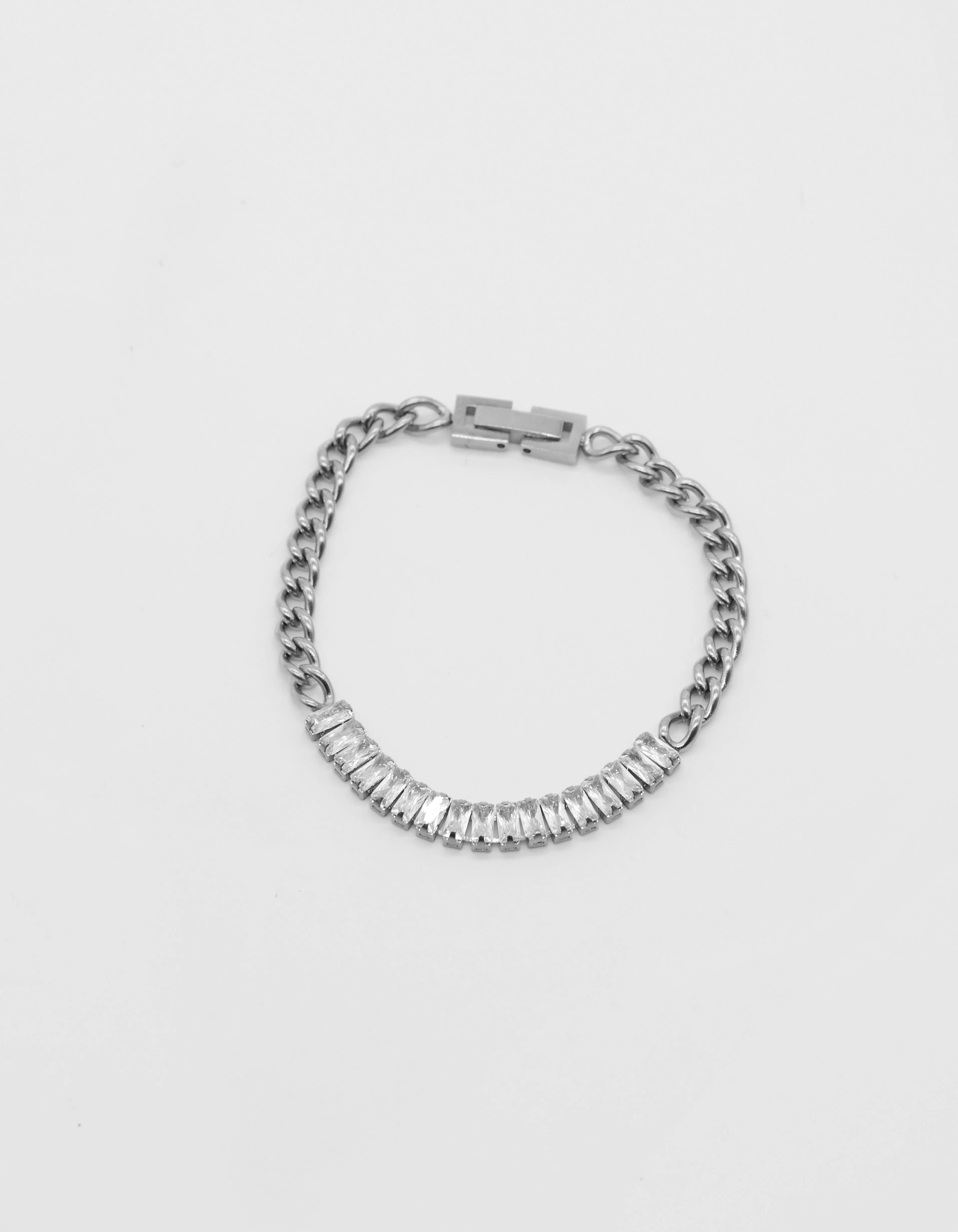 Cubic Zirconia Chain Bracelet - Silver