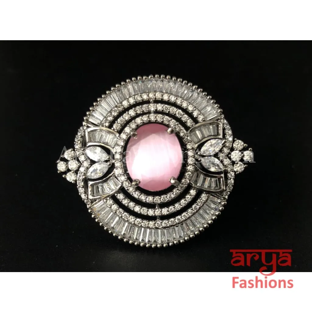 Cubic Zironia Pink Statement Ring