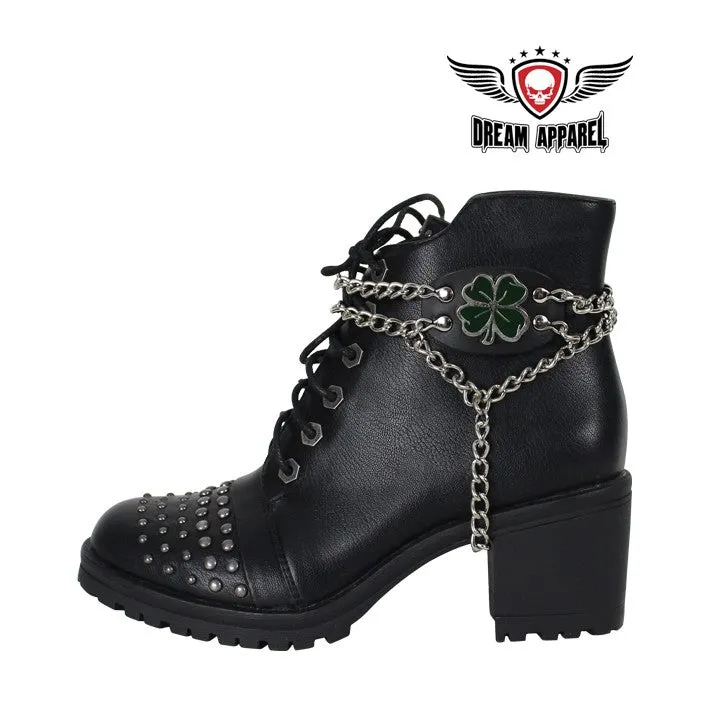 Dark Green 4 Leaf Clover Boot Chain