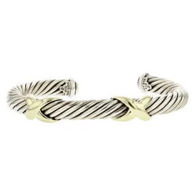 David Yurman Sterling Silver 18K Double X Cuff