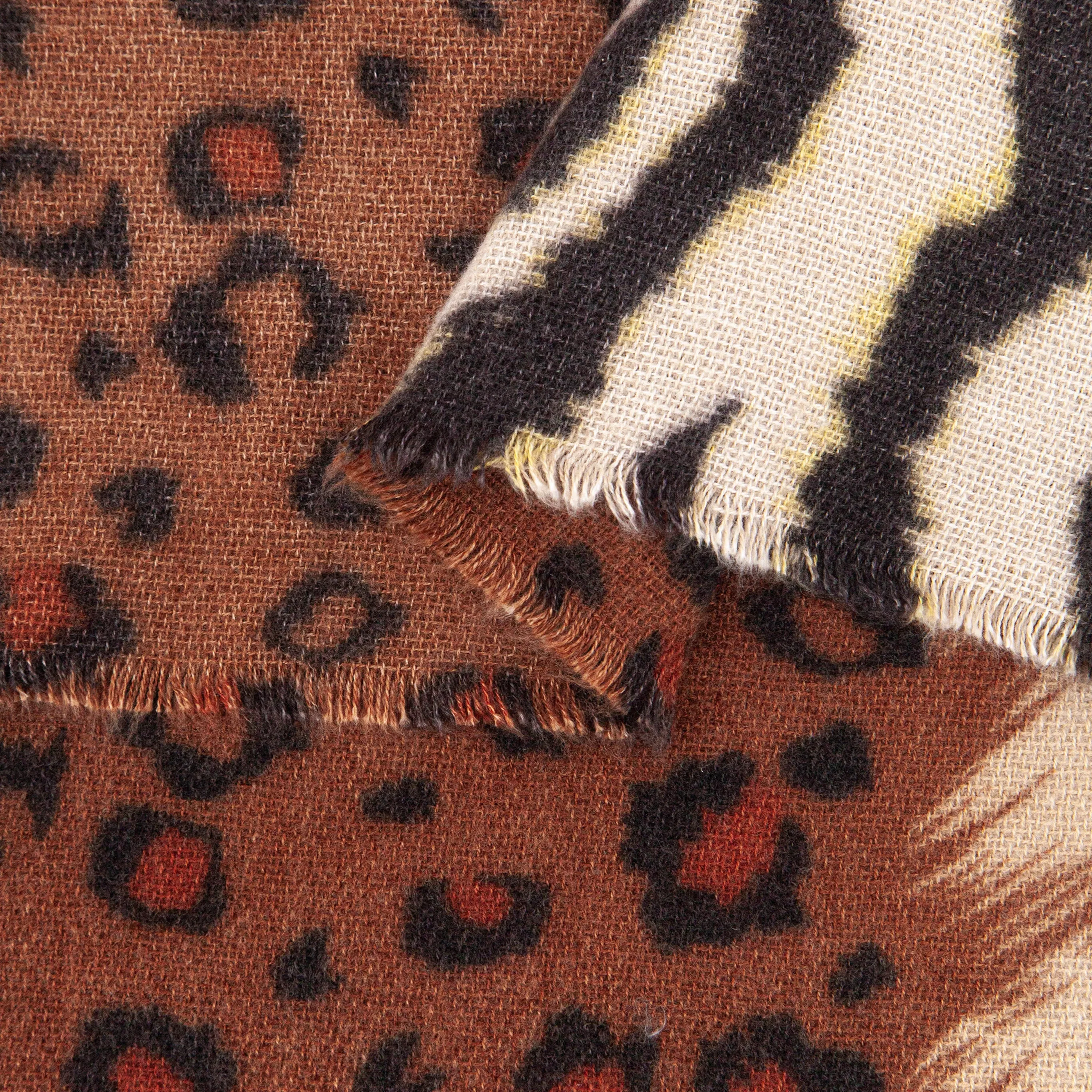 Elsa Midweight Scarf - Neutral, Contrasting Animal