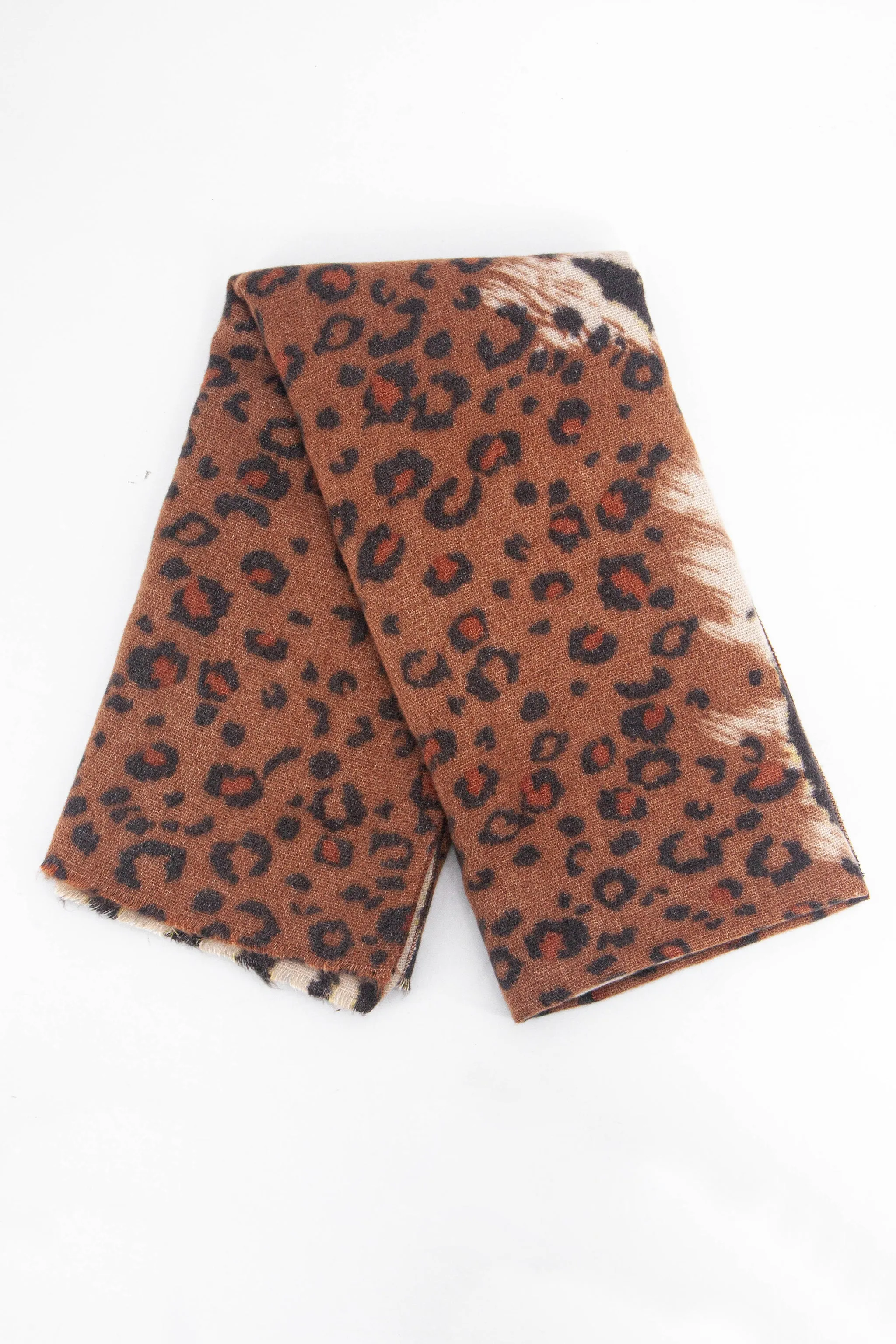 Elsa Midweight Scarf - Neutral, Contrasting Animal