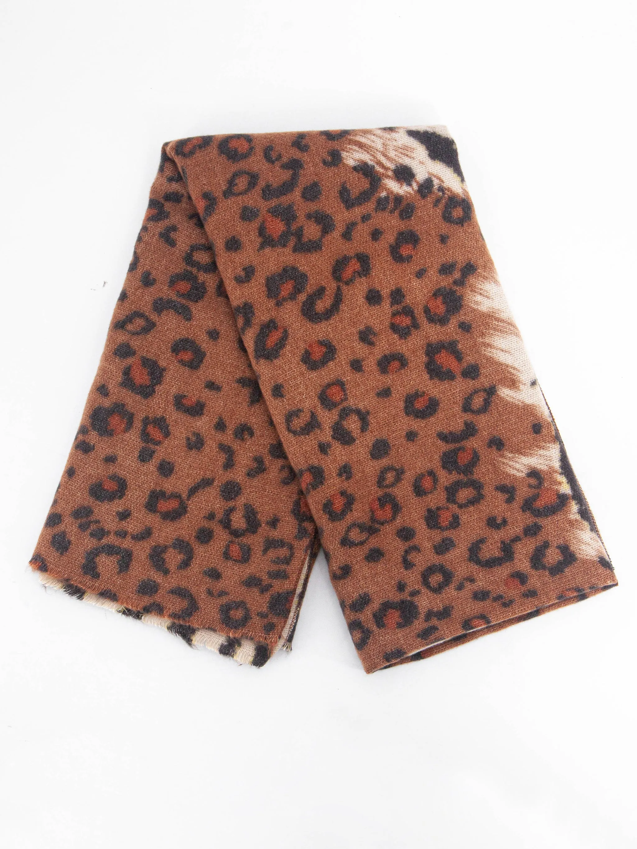 Elsa Midweight Scarf - Neutral, Contrasting Animal