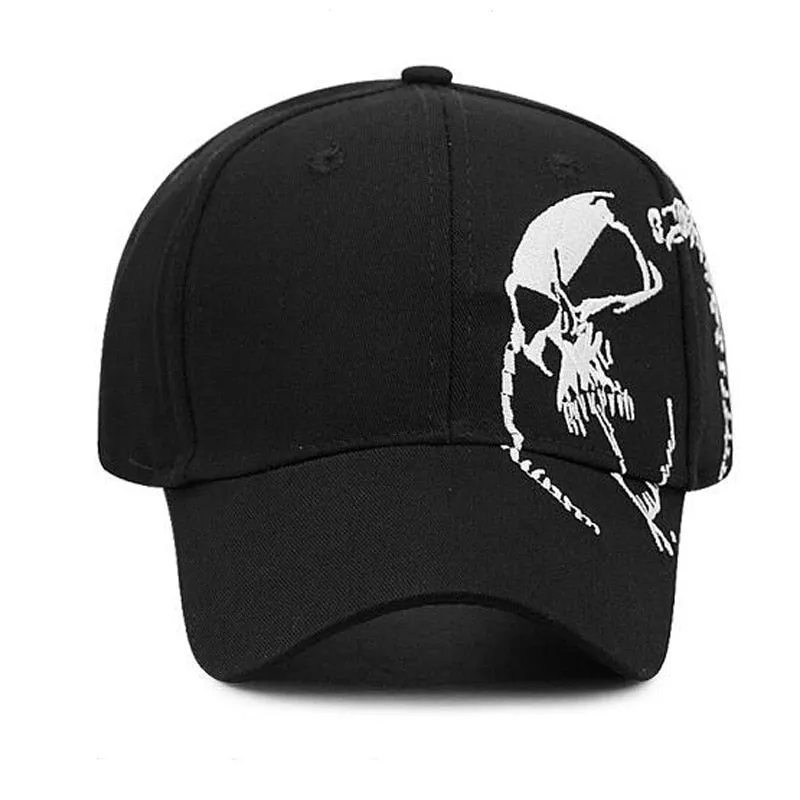 Embroidered Skull Cap For Men Cotton Sports Baseball Caps Fashion Black Pattern Women Snapback Army Male Cap Hip Hop Bone