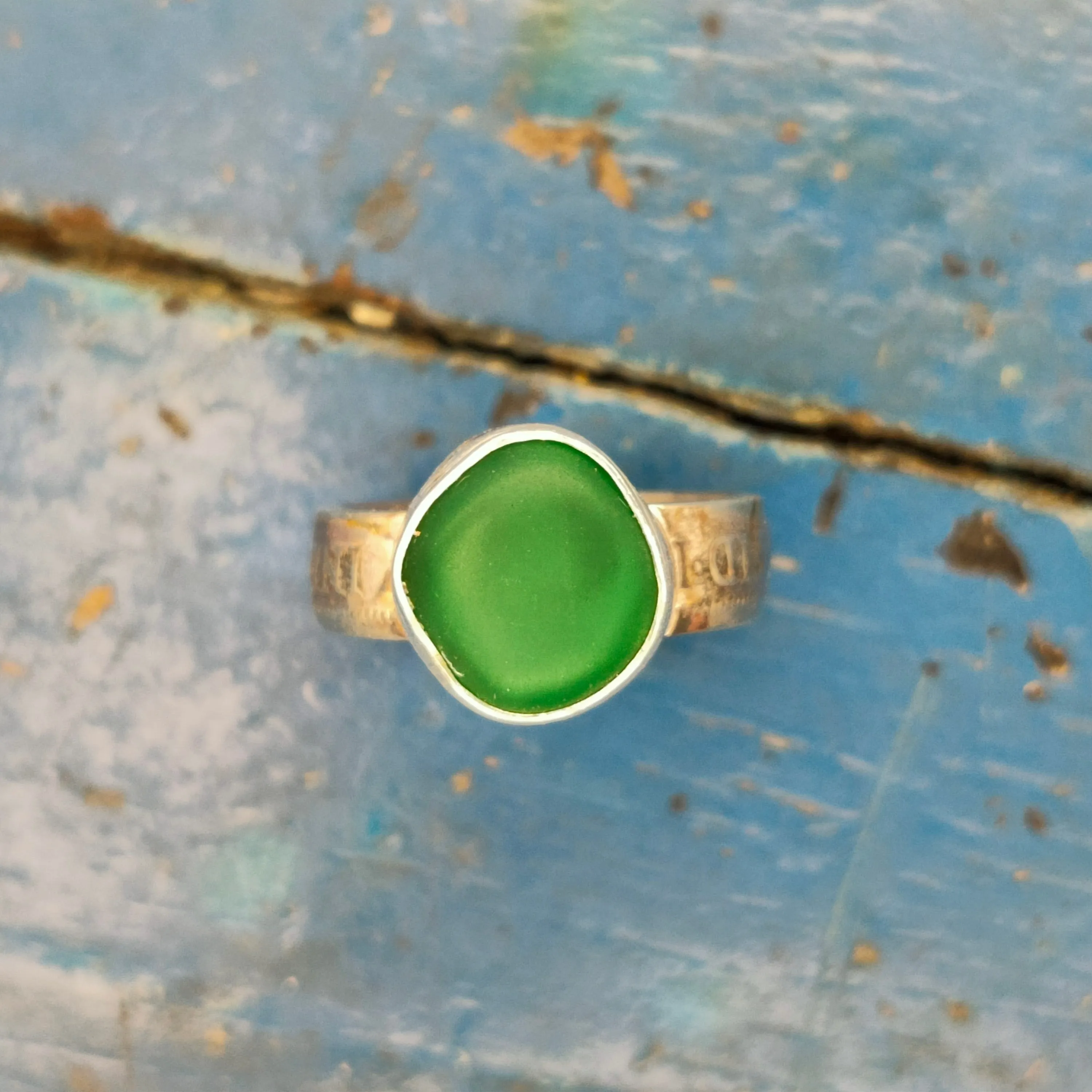 Emerald Green Shilling Ring