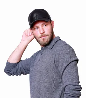Emstate Black Men's Leather Caps 100% Genuine Leather Baseball Unisex Cap